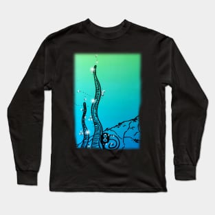 Sea Snail and Seaweed Under the Ocean Doodle Long Sleeve T-Shirt